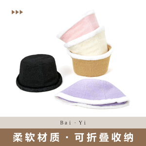 Women's Knitted Fisherman <b>Hat</b> With Fleece Lining <b>Warm</b> Windproof Autumn Winter Beanie Solid Color Foldable 54-56cm Head - Product Image 5