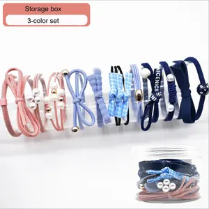 12 Pieces Mixed Hair Accessories Transparent Gift Box Packaging Set Custom Elastic Rubber Band Hair Bands Pearl Bow Hair Tie