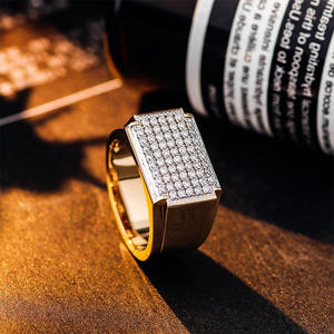 Bague homme en diamant moissanite glacé Offre Spéciale 14k blanc/jaune/rose bague moissanite en or massif pour fiançailles homme - Product Image 2