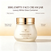 Pot en verre crème 100g Soft Pearl pour emballage cosmétique, crème visage et soins de la peau, avec pulvérisation, couleurs personnalisées, logo, conception OEM ODM