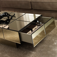 Table basse Rectangle moderne scintillante, miroir complet, 1 tiroir, maison, hôtel