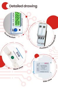 เครื่องวัดพลังงานแบบเฟสเดียวที่ผ่านการรับรองกลาง EM115-<span class=keywords><strong>Mod</strong></span>-PO ดีซีราง DIN Modbus RTU <span class=keywords><strong>RS485</strong></span> S0เอาต์พุตเครื่องวัด kWh 45A แบบสองทิศทาง - Product Image 3