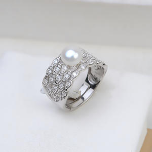 Anillo Abierto de Plata S925 para Mujer, Ajustable, con Incrustaciones de Perlas, Anillo de Dedo Antideslustre, Juego de Accesorios de Joyería 5-6, Talla Única - Product Image 2