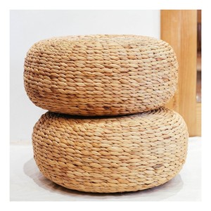 Puf Otomano Artesanal de Jacinto de Agua Blanco, Cojines Decorativos para Silla, Ecológicos - Product Image 1