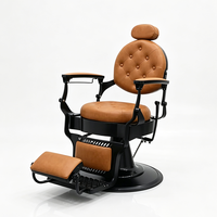 Fauteuil de Coiffure Professionnel en Cuir Orange avec Pompe Hydraulique Moderne et Fonction Inclinable pour Salon de Coiffure et Barbier - Vente en Gros
