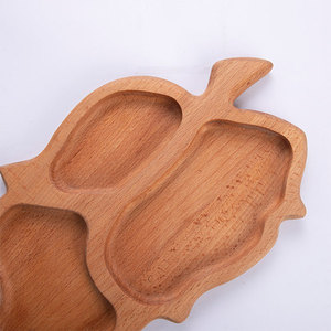 Fabulous Prices Unique Design Nuts Serving 3 Sections Leaf Shape 35 by 20cm Wooden <b>Snack</b> <b>Tray</b> - Product Image 2