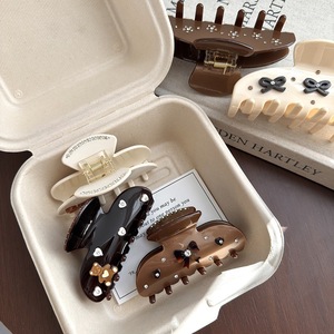 BELLE WORLD Pince à Cheveux en Acétate Faite à la Main avec Nœud et Cœur, Marron <span class=keywords><strong>Cacao</strong></span> Doux, Taille Moyenne, Accessoires pour Cheveux pour Femmes et Filles - Product Image 4