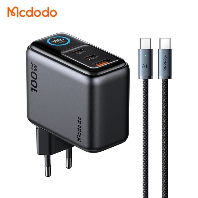 Mcdodo 604/605/613 Gana Ultra 100W 3-Port GaN Charger + Cable TFT Smart Display 60W SFC 3.0 Real-Time Power/Temp Monitor/Emojis