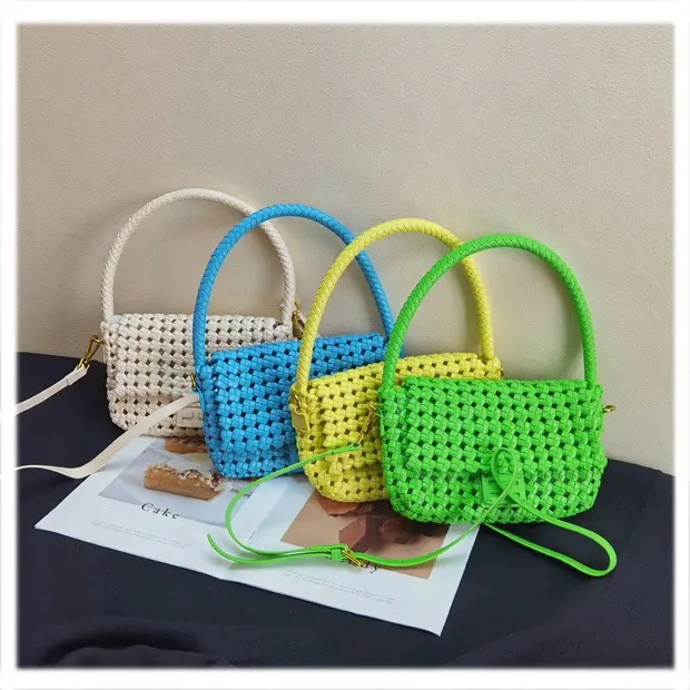 21633# Small Luxury latest Designer women handmade woven flap bags purse for girls summer beach bag ladies crossbody hand bags