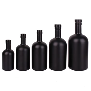 Meilleures ventes de bouteilles en verre pour vodka, <span class=keywords><strong>gin</strong></span>, liqueur, vide, noir mat, 375 ml, 500 ml, 750 ml, 1000 ml, avec bouchons pour l'emballage de brandy et de whisky - Product Image 2