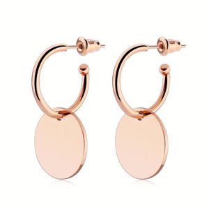 Pendientes de Aro Colgantes de Acero Inoxidable para Mujer, Diseño Geométrico en Forma de C, Regalo de San Valentín - Product Image 1