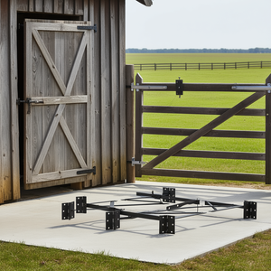 Kit de herrajes para marco de puerta, 2 juegos de soportes triangulares de hierro negro para puertas de cobertizo y puertas de corral - Product Image 2