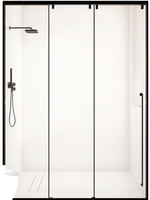 Salle de douche carrée en aluminium avec cadre poli et cabine de douche coulissante en verre trempé vente directe du fabricant