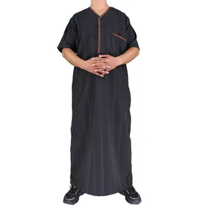 厂家直销新设计摩洛哥风格半袖穆斯林男子长袍斋月