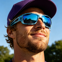 Lunettes de sport de course à pied avec monture TR90 bleue tendance et verres PC – Idéales pour le cyclisme, la course et la conduite