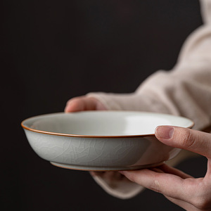 Ru Ware <b>Ceramic</b> <b>Tea</b> Tray Round <b>Pot</b> Stand Handmade For <b>Tea</b> Ceremony Serving Trays - Product Image 1