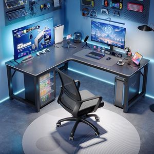 Nuevo Conjunto de Silla y <span class=keywords><strong>Escritorio</strong></span> Esquinero para Computadora con Acabado de Fibra de Carbono, Diseño Curvo Simple para Deportes Electrónicos, <span class=keywords><strong>Escritorio</strong></span> Doble Todo en Uno - Product Image 2
