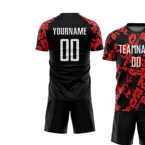 ชุดฟุตบอลสีดำแดง เสื้อและกางเกงขาสั้น ชุดฟุตบอลสำหรับการแข่งขัน ลีก ฝึกซ้อม ทัวร์นาเมนต์  ขายชุดกีฬา - Product Image 3