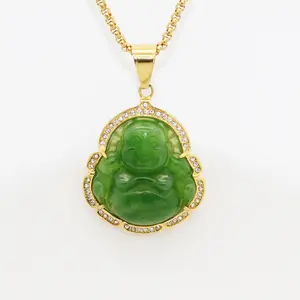 S1163 High Quality Gold Plated Stainless Steel Bezel cz micro pave Resin buddha charm pendant,diamond buddha charm