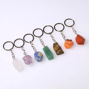 Crystals Healing Gemstone Key Chains Rough Raw Crystal Key Chain For Gift Energy Quartz Bulk Wholesale Natural Eco-friendly