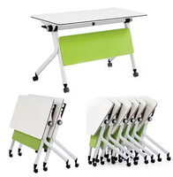 Table de formation mobile pliable durable, moderne et colorée, gain de place, avec panneau vert pour bureaux et espaces commerciaux