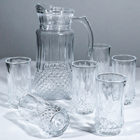 Ensemble de 7 verres à graver avec motifs, comprenant un pichet à eau en verre transparent et des tasses pour jus