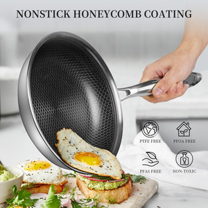 High-quality Stainless Steel Non-stick Pan <b>Cookware</b> <b>Set</b>, with Glass Lid, Compatible with Stove - Product Image 3