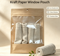 Pochette en papier kraft avec fenêtre et trou de suspension, sac scellé sur trois côtés en CPP/OP 50g pour l'emballage de chaussettes, sous-vêtements et vêtements, taille personnalisée