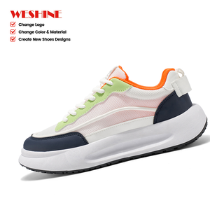 Baskets compensées multicolores respirantes en maille à lacets, semelle épaisse, chaussures décontractées pour femmes et hommes, confortables pour la marche - Product Image 1
