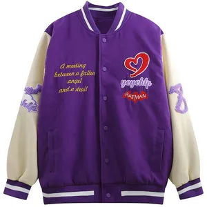 Tonel jaqueta de beisebol personalizada, jaqueta roxa de inverno com estilo personalizado, varsidade/carterman, rifle, tiro, tamanhos grandes