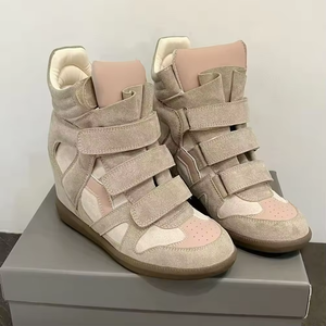 Zapatos deportivos de alta calidad para mujer, con plataforma y tacón de cuña, botas de nieve de cuero genuino, zapatos casuales de algodón de caña alta. - Product Image 4