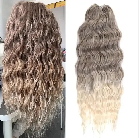 Extensiones de cabello trenzado de onda profunda suelta de Anna sintética 24 pulgadas pelo trenzado de onda de agua Ombre Rubio Twist Crochet Pelo Rizado