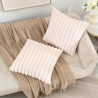 Grand épais rayé Super doux couleur unie taie d'oreiller 45x45cm canapé décor housse de coussin