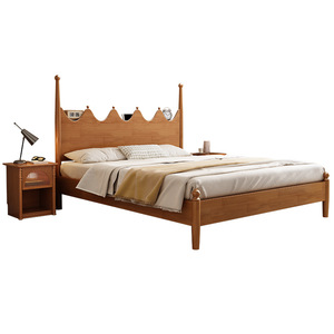 Cherry Wood Solid Wood <b>Bed</b> 1.8M <b>Double</b> Platform <b>Bed</b> Durable Bedroom Furniture Nordic Style Master <b>Bed</b> - Product Image 2