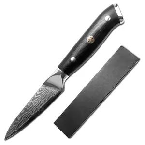 high quality wholesale Black handle stainless Steel Damascus fruit utility Kitchen chef Knife for Cutting Foods