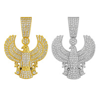 Collier chaîne cubaine entièrement orné de strass avec pendentif aigle doré, bijoux hip-hop pour hommes, accessoire de mode tendance, design personnalisé