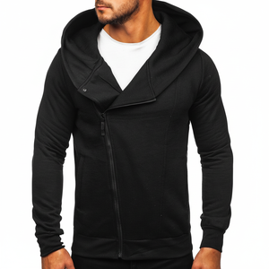Échantillon gratuit OEM hommes hiver polaire fermeture éclair à capuche ensemble 65 coton 35 polyester manches longues imprimé surdimensionné noir en gros - Product Image 1
