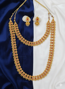 Designer Antique <b>Necklace</b> Set High Gold Polish Party Wear Ethnic Jewellery for Women Luxury Traditional Style - Product Image 5