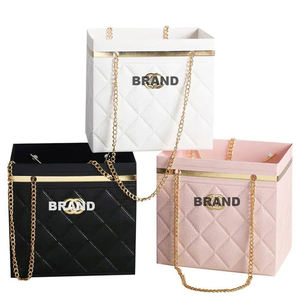 Kotak Bunga Mewah Berlapis Emas Grosir Bentuk Persegi untuk Hari Valentine dengan Pegangan Logam, Kotak Bunga Merek Terkenal untuk Buket, Laris Manis - Product Image 6