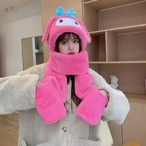 Grosir sarung tangan syal anak perempuan hangat musim dingin luar ruangan lembut 3-in-1 Pochaco Melody KT Fashion Set terinspirasi oleh Kuromi - Product Image 6