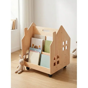 Estantería de Madera con Forma de Casa para Niños, Organizador Creativo de Libros y Juguetes con Almacenamiento Abierto y Ruedas - Product Image 4