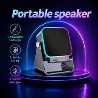 Nouveau support de téléphone haut-parleur sans fil à induction, rechargeable avec lumière RGB, lecteur de musique, support d'enceinte carré 5-en-1, vente chaude