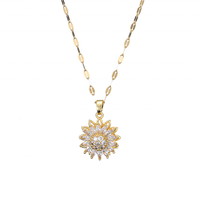 Nouveau coffret cadeau de confession de la Saint-Valentin et de la fête des mères avec fleur de soleil rotative ensemble de bijoux en titane en acier de quatre