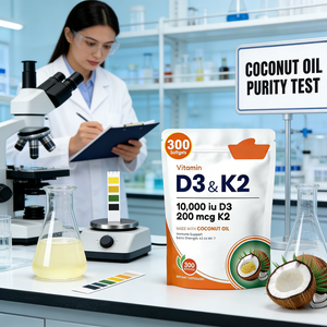 כמוסות ג'ל רכות של ויטמין D3 K2 טבעוני למבוגרים, מועשרות בשמן קוקוס, 500 מיליגרם, 300 יחידות, תומכות בספיגת סידן ובריאות העצם (OEM/ODM) - Product Image 2