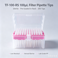 Embouts de pipette universels longs de 100 µL, stériles, transparents, de qualité médicale, en PP, consommables de laboratoire