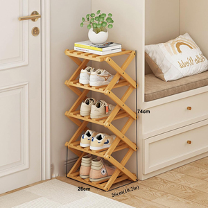 Organizador de Zapatos Vertical de Bambú para Espacios Pequeños, <span class=keywords><strong>Zapatero</strong></span> Estrecho Multifuncional, <span class=keywords><strong>Zapatero</strong></span> Plegable de Bambú para la Entrada - Product Image 2