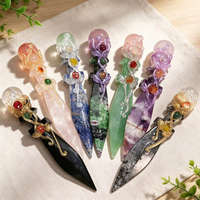 Couteau en cristal naturel, améthyste, pierre de guérison, baguette sculptée à la main, gemme, quartz rose, décoration d'intérieur, cadeau de collection