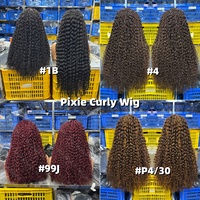Peluca rizada Pixie lista para usar, cabello humano indio, sin pegamento, al por mayor, cabello natural con pelucas frontales de encaje completo HD para mujer