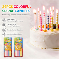 Bougies d'anniversaire en spirale colorées, 24 pièces avec support en forme de fleur pour la décoration de gâteaux, approvisionnement en gros direct