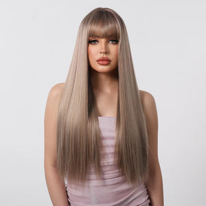 วิกผมทรงตรงยาวสีน้ำตาลแชมเปญ<span class=keywords><strong>ทรง</strong></span>ตรงสไตล์ยุโรปและอเมริกา - Product Image 1